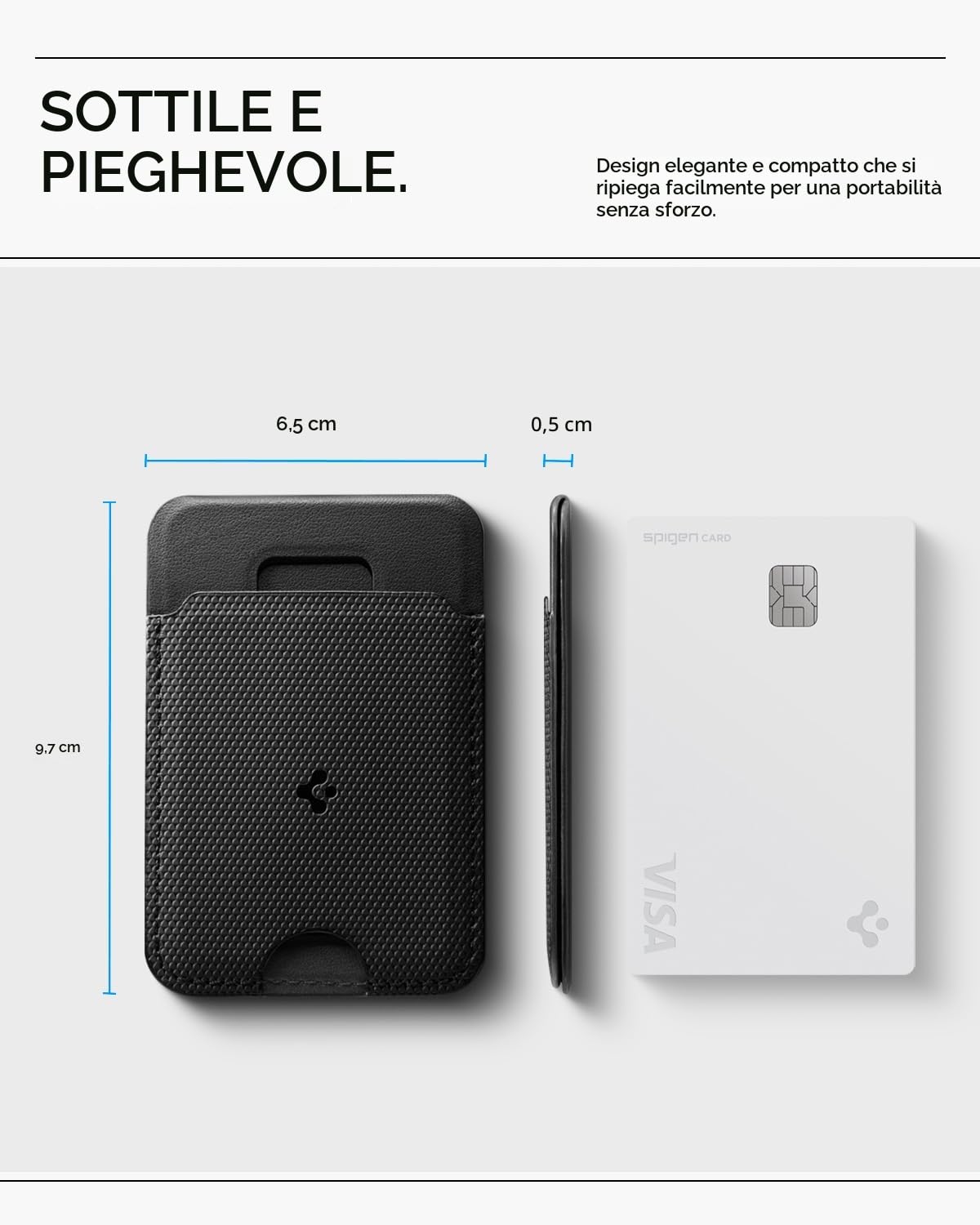 Spigen Slim Fold MagFit Portafoglio MagSafe, Supporto Regolabile, Porta Carte Magnetico, Wallet 1 Scomparti per iPhone 17 17e 16 15 14 13 12 Pro Max & Cover MagSafe e Pixelsnap