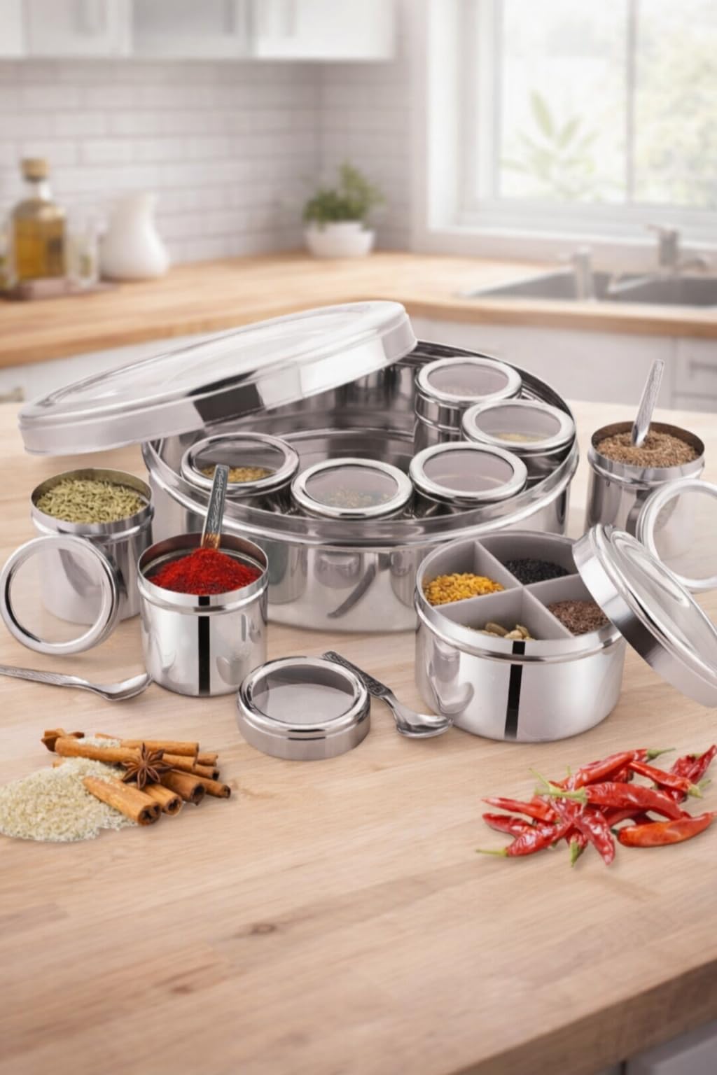 Buy DARAZ 12 in 1 Stainless Steel Airtight Masala Box/Organiser