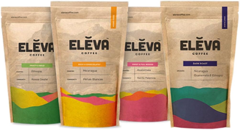 Eleva Whole Bean Coffee Sample Pack - Ethiopia, Nicaragua, Guatemala & New York Blend
