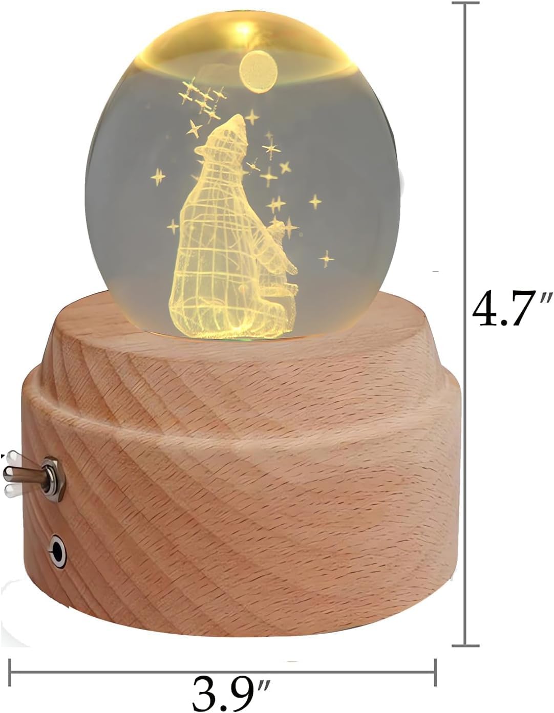 Polar Bear K9 Crystal Ball Music Box with Projection and Rotating Wooden Base, Snow Globe for Women Mom Girls, Best Gift for Birthday Valentine's Day Mother's Day (You are My Sunshine) - Image 2