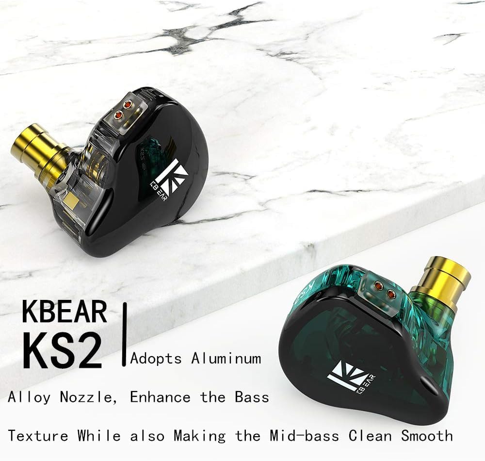 Yinyoo KBEAR KS2 IEM 1BA 1DD Stereo in Ear Headphone, HiFi Over Earbud Cuffie auricolari con cancellazione del rumore e cavo rimovibile per la corsa…