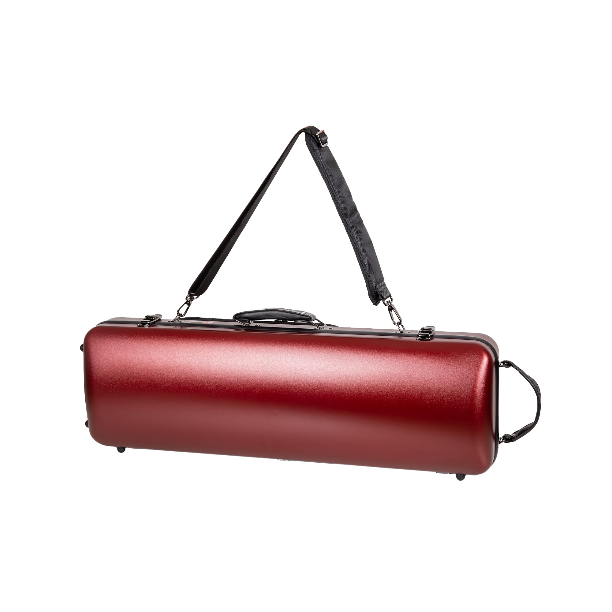 Crossrock Estuche Rectangular de policarbonato para violín 4/4 de tamaño Completo, Acabado Rojo Mate, higrómetro, Bolsa de música, Almacenamiento de Accesorios, Carcasa Dura Ligera, Color Rojo