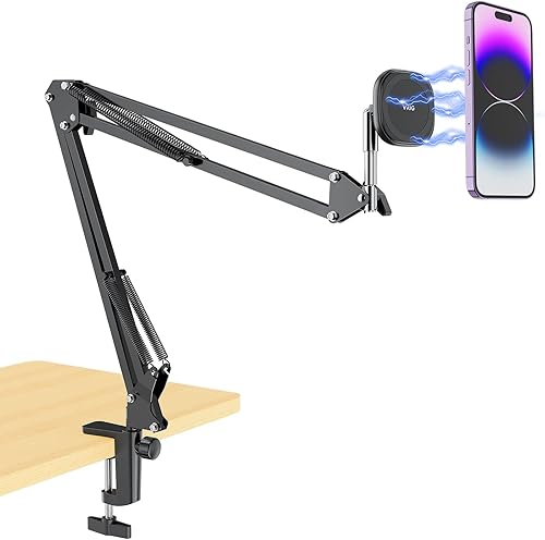 UURIG Soporte de teléfono superior con Magsafe, brazo articulado para teléfono celular para escritorio, soporte de teléfono celular para