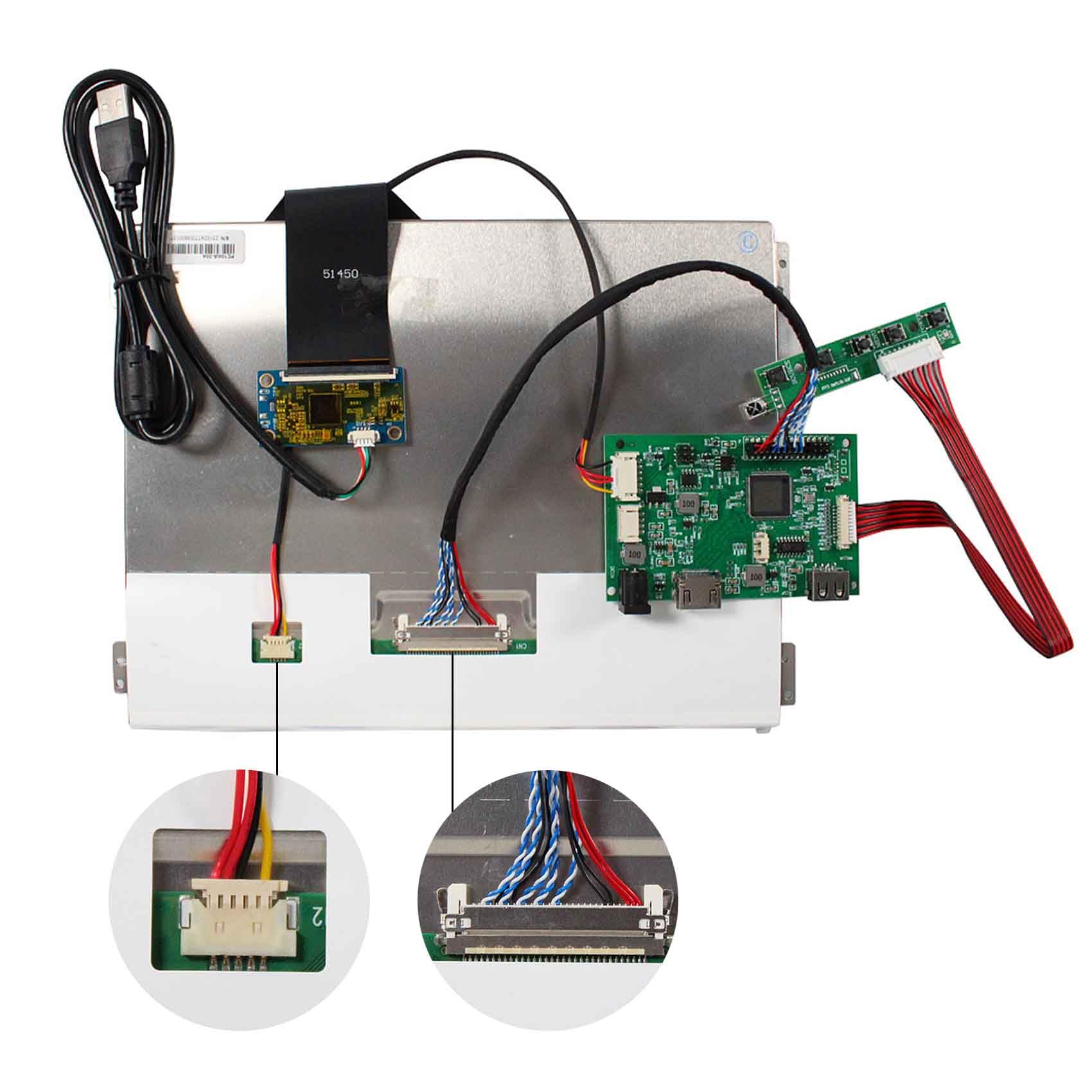 FanyiTek 10.4 inch 1024x768 4:3 1000nit Industrial IPS LCD Touch Screen and USB LVDs Controller Board 30pins