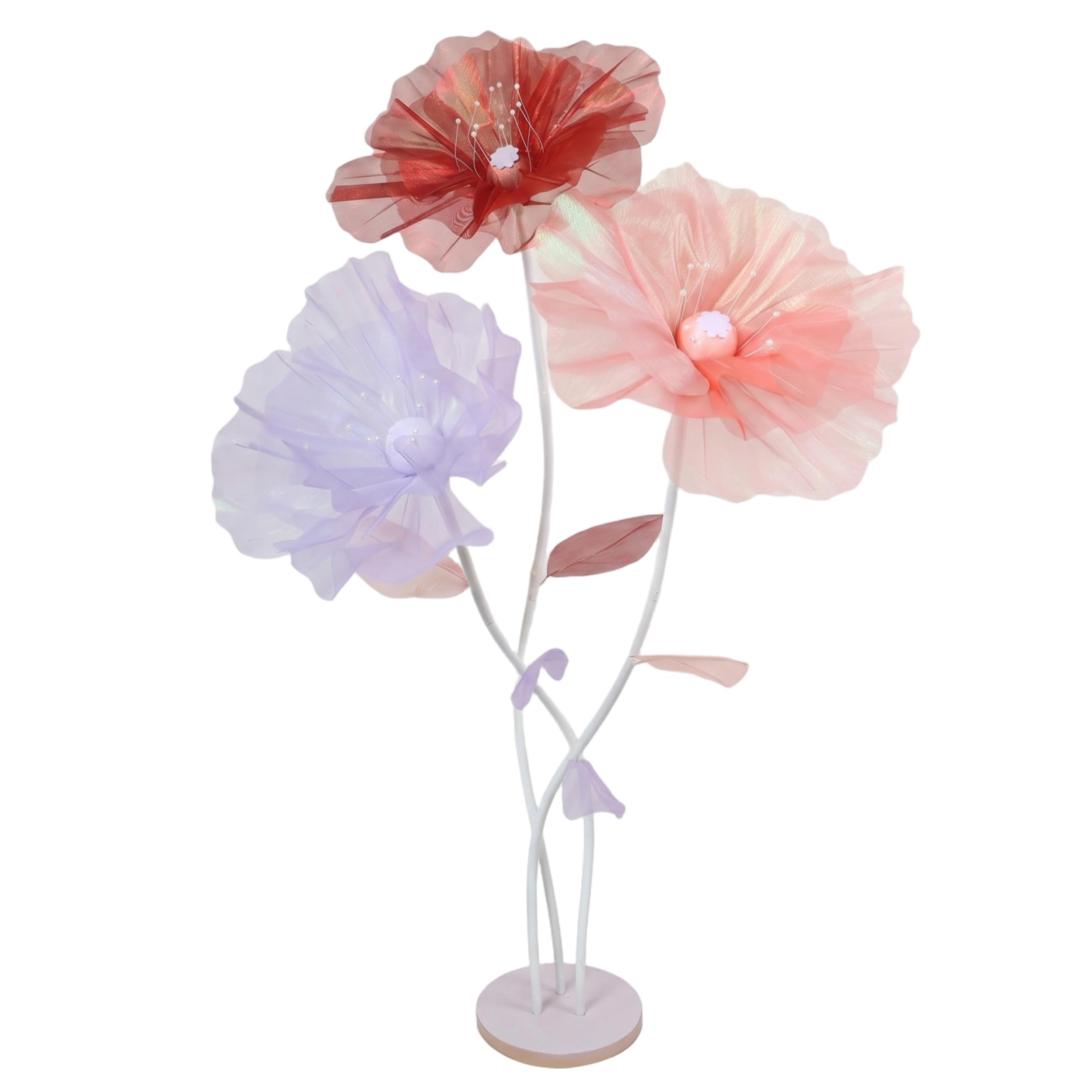 Goutdori Large Flowers 1 Pack 3 Head Giant Handcrafted Iridescent Silk Standing Flowers for Wedding Party Holiday Decor