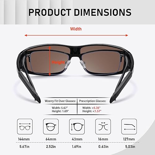 Miniatura 3 de Wzerry Sunglasses Fit Over Glasses Polarized for Men Women, Wrap-Around Glasses UV400 Protection for Driving and Outdoor