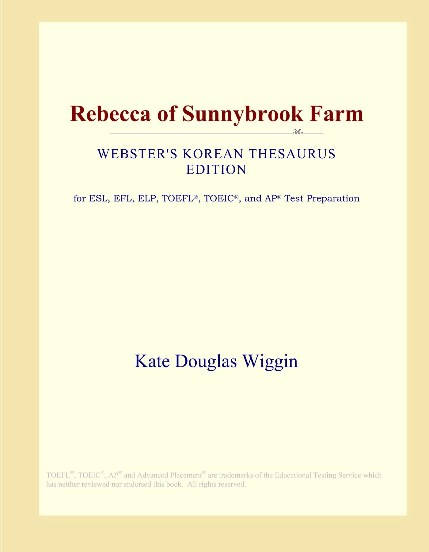 Rebecca of Sunnybrook Farm (Webster's Korean Thesaurus Edition)