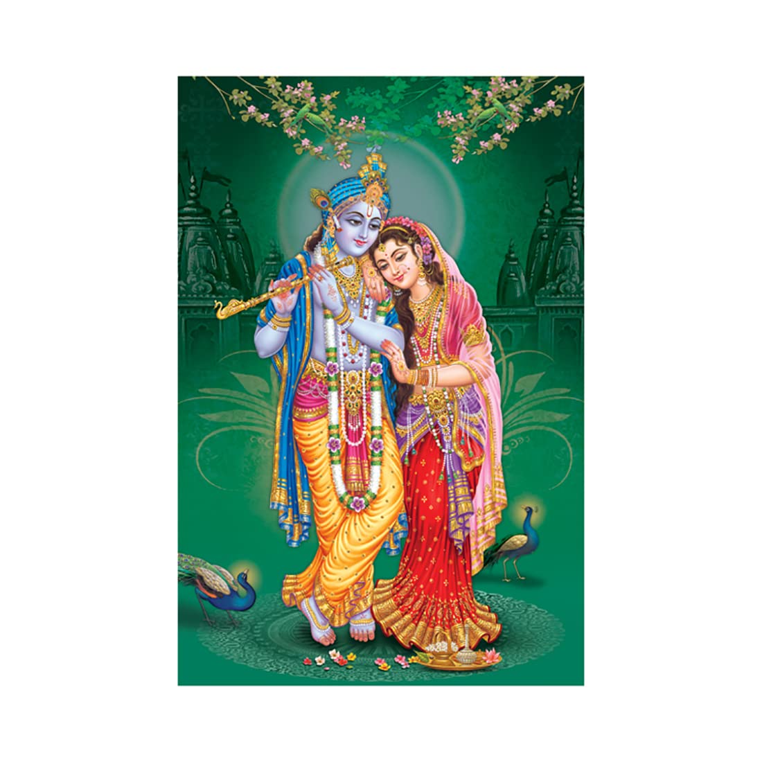 Dharvika Innovations Radha Krishna Poster Sparkle Coated Self Adhesive Waterproof Vinyl Print Without Frame (24 x 36 inch) - 1864 (Design 8)