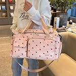 Corduroy Strawberry Sports Duffel Bag,Gym Bag with Shoe Compartment & Wet Pocket,Cute Travel Bag Weekend Bag Dance Bag for Girls (Pink)