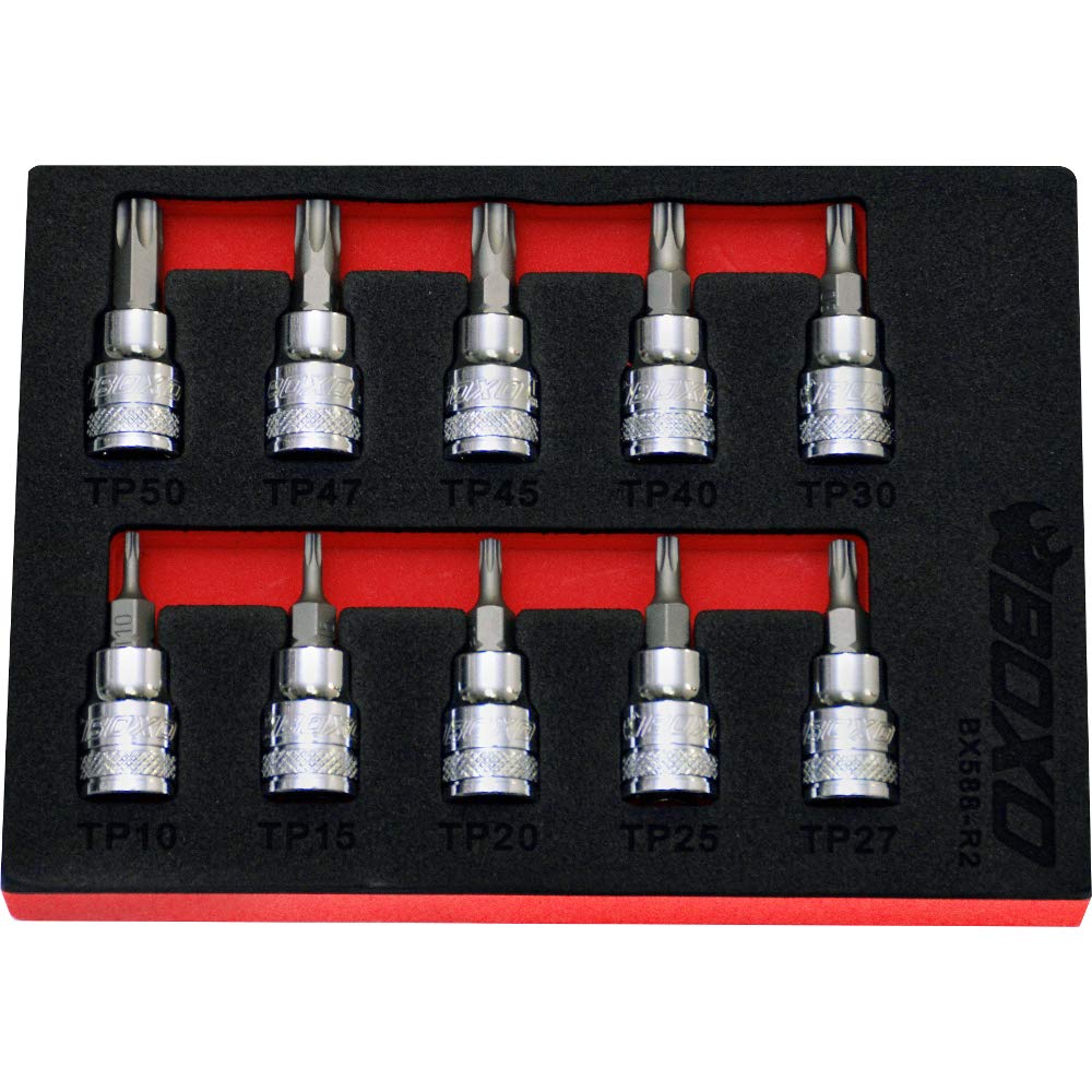 3/8" Drive Tamperproof Torx Bit Socket Set 10 Pieces BOXO BX588-R2