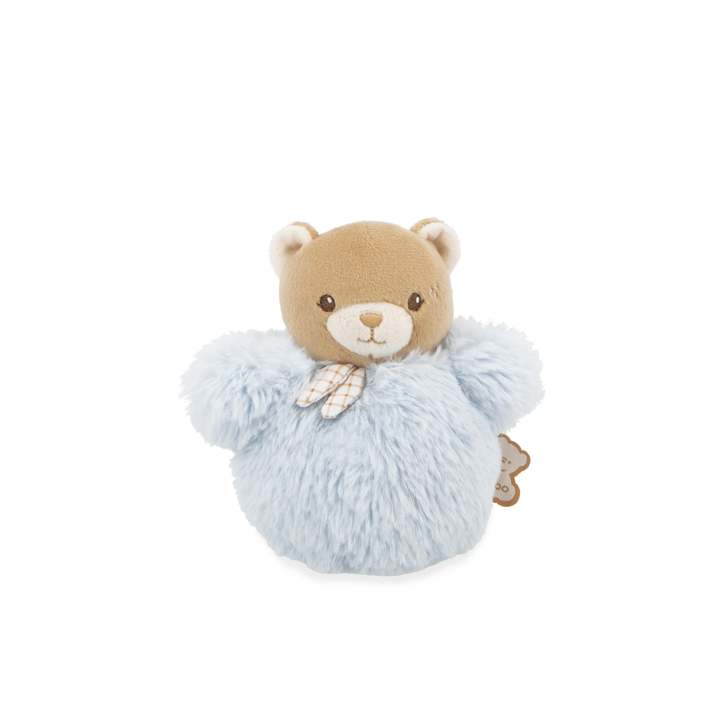Kaloo - Pompon Bear Plush Toy – Soft Companion for Babies from Birth – 90% Recycled Materials – Machine Washable – Baby Gift with Ties and Checkered Scarf - K214025