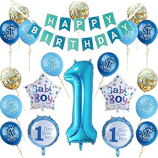 Nvetls 1st Birthday Decorations for Girls and Boys Birthday Decorations Party Balloons Set Baby Girl and Baby Boy (Blue)
