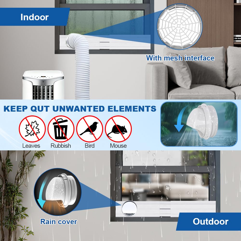 4 Pièces Kit Calfeutrage Climatiseur Fenêtre, Kit Fenetre pour Climatiseur Mobile, Kit fenêtre climatiseur Mobile, Convient aux fenêtres Coulissantes Verticales/Horizontales