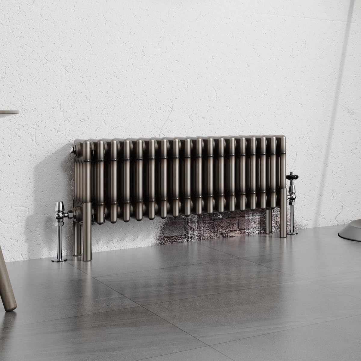 Warmehaus 300x830mm Raw Metal Horizontal 4 Column Radiator Traditional Cast Iron Style Bathroom Radiator Central Heating