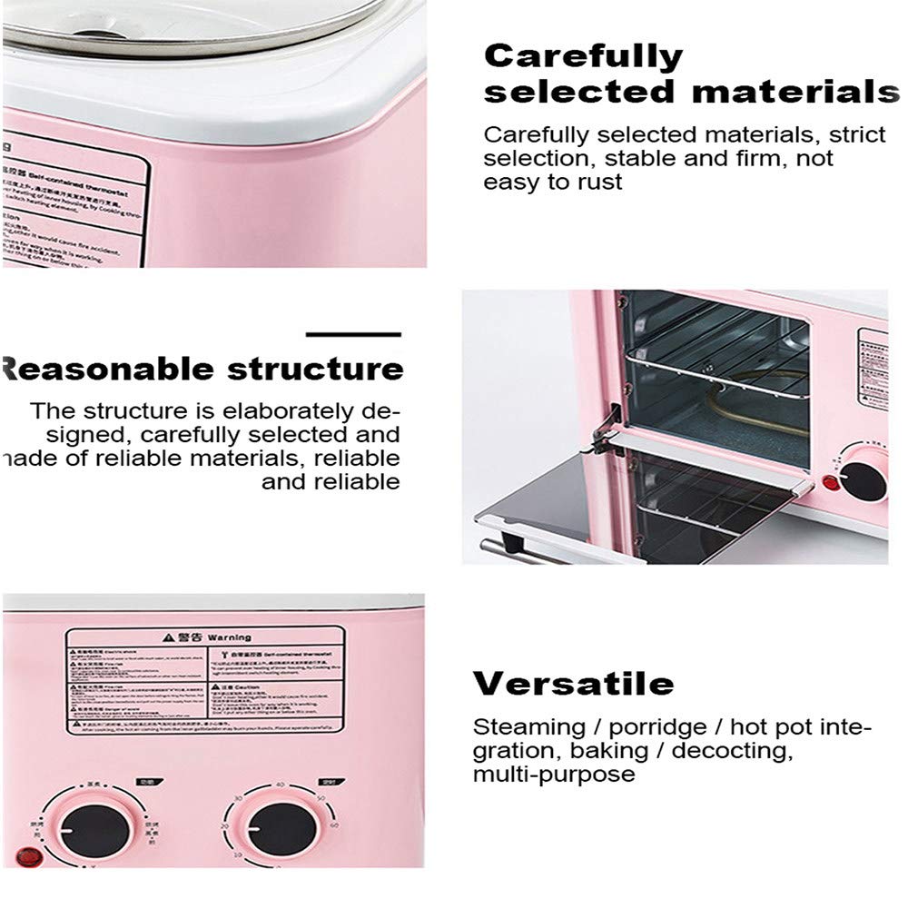 Mini Macchina Elettrica per La Colazione, Domestico 3 in 1 Macchina Prima Colazione, Mini Forno del Pane Forno per La Pizza Padella Tempo E Temperatura Regolabili,Blue