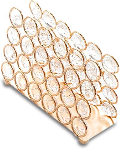 Miniatura 1 de Servilletero para mesa, soporte dorado con diamantes de imitación, soporte de decoración de mesa de comedor, dispensador de servilletas ideal para