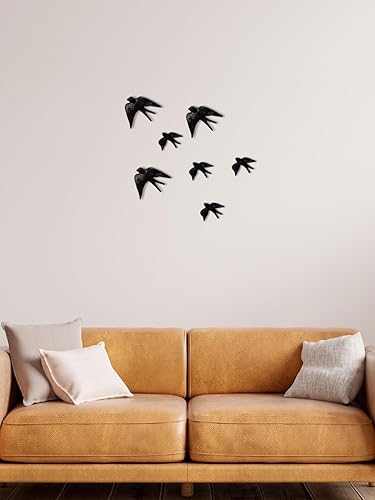 Miniatura 8 de Pintado a mano cerámica portuguesa golondrinas cerámica decoración de pared pájaros (negro, grande)