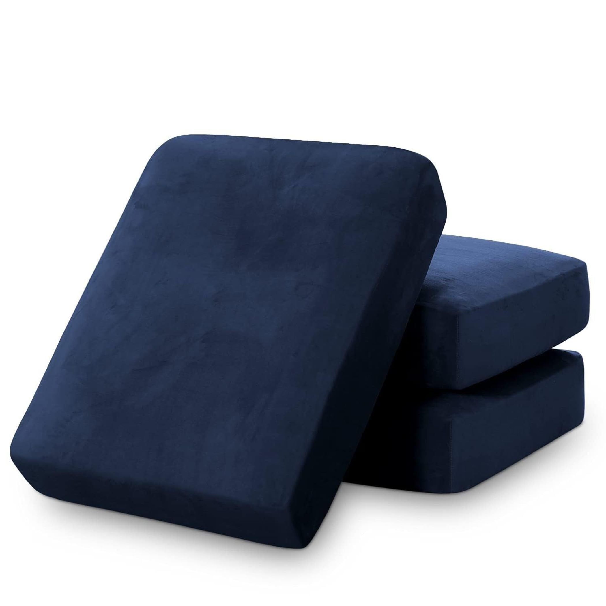 32D High Density Foam Sofa Seat & Back Cushion Set | Premium Non-Wrinkle Sofa Gaddi with Removable Washable Zip Cover | Multipurpose Use |21x22x5 | Navi Blue-10-image-1
