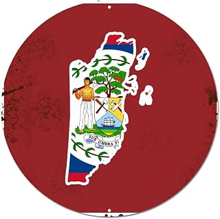 Belize Funny Metal Door Hanger Sign Vintage Wall Decoration Plaque Belize City Souvenir Gift Metal Tin Signs for Home Living Room Bedroom Front Porch 12x12in