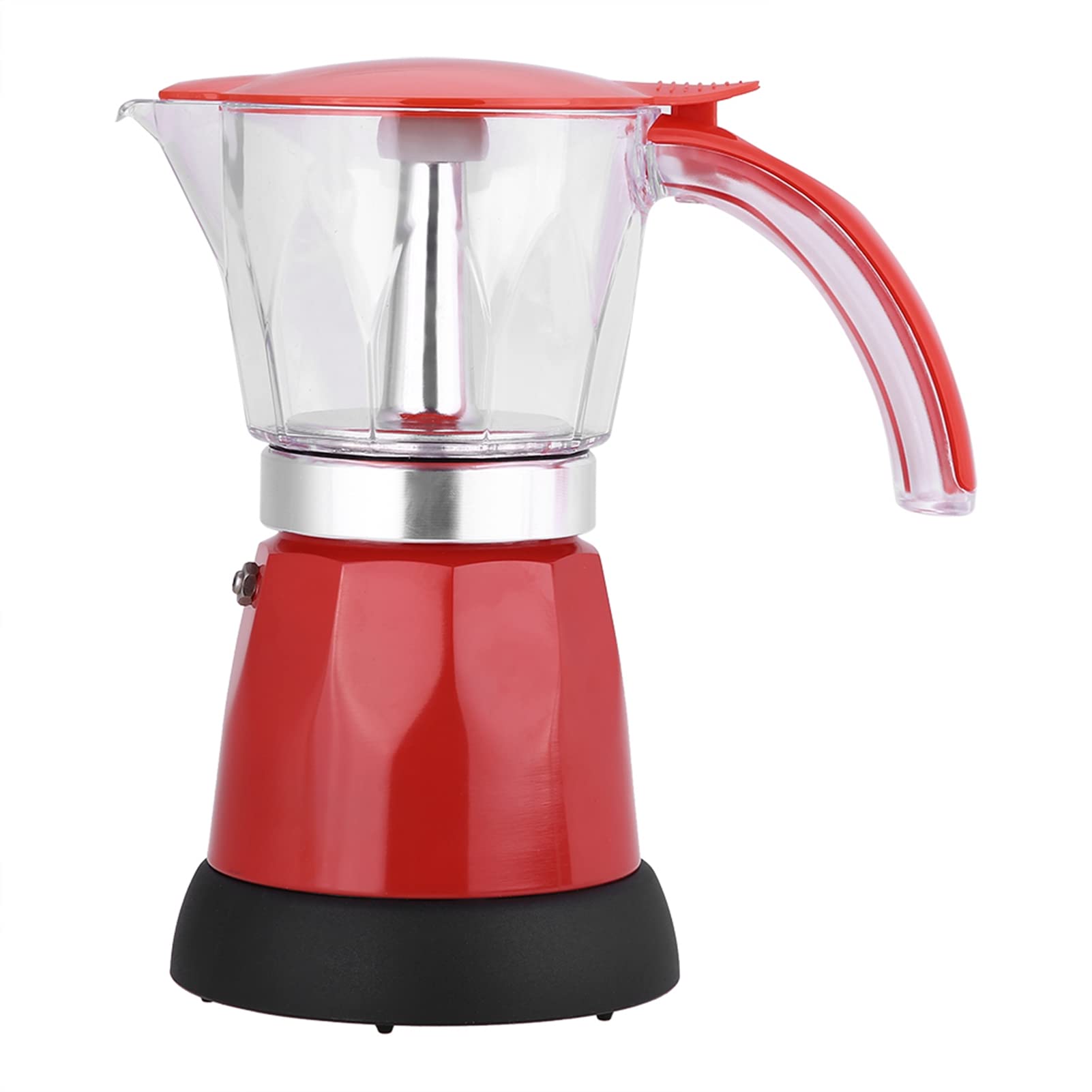 Włoski ekspres do kawy, 480 W, 300 ml / 6 filiżanek, moka elektryczna, odłączany kuchenny ekspres do kawy, aluminium (czerwony)