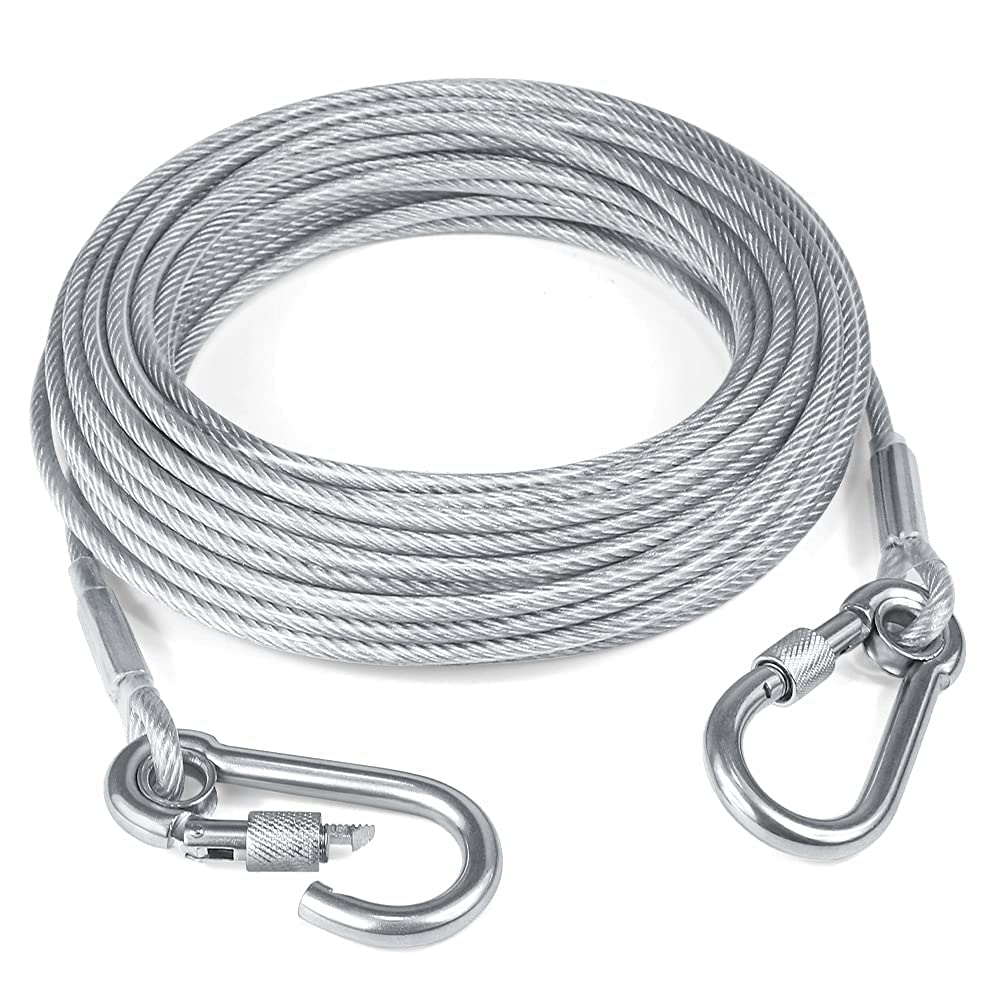 HIYATI Heavy Duty Stainless Steel Clothesline with Carabiner Hooks, Made in India Rust Proof Clothes Drying Rope, Steel Wire Laundry Line for Balcony, Bathroom, Camping & Outdoor Use, 5 Meter-1piece