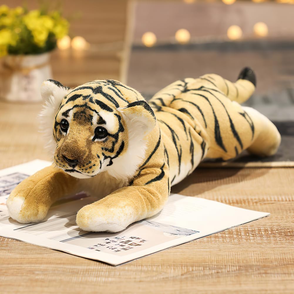 Grande Peluche Tigre 60CM, Giallo, Morbido Tigre Giocattolo | Carino peluche tigre, realistico & morbido, regalo di compleanno per ragazzi, ragazze, bambini, decorazione degli interni