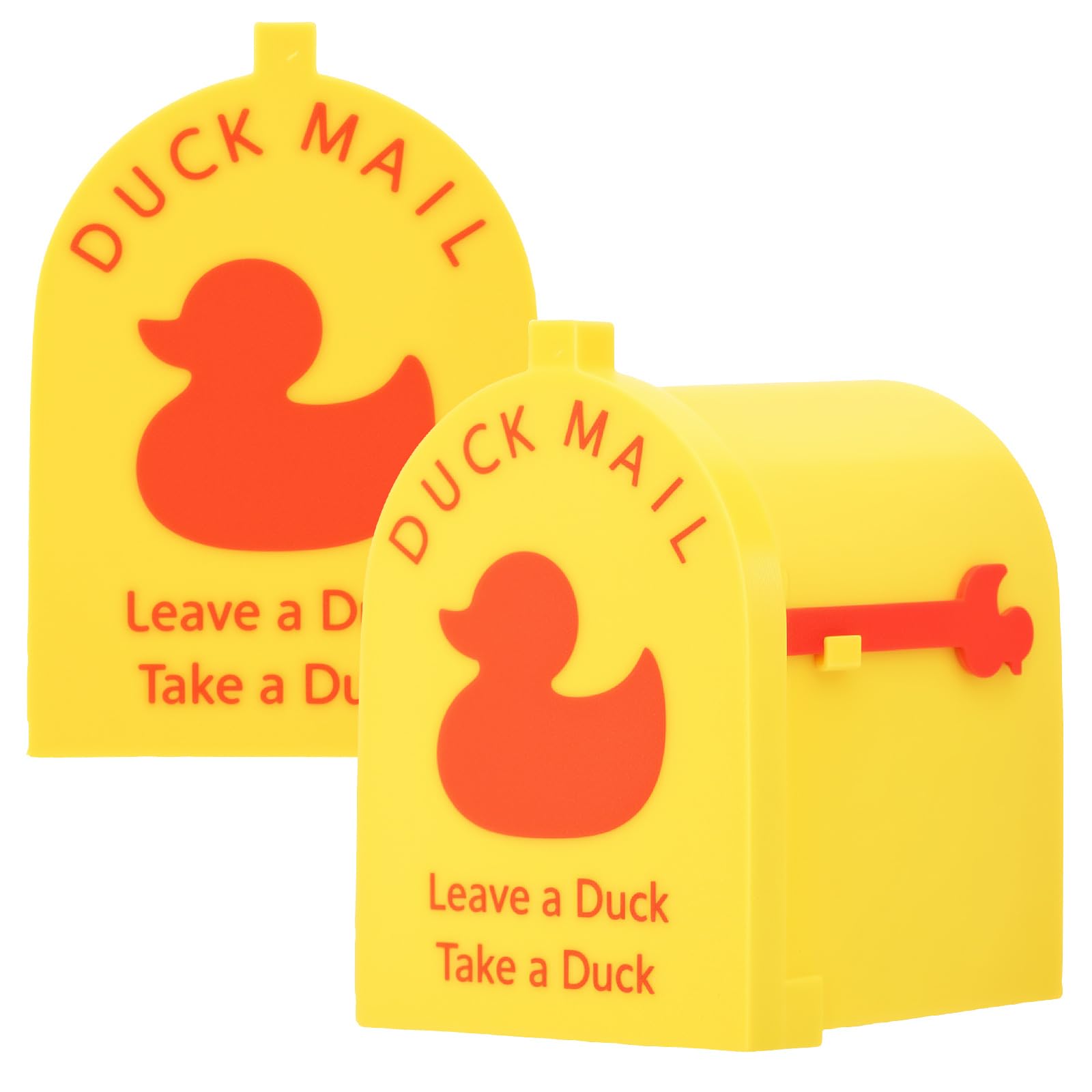Bpyhebe Yellow 2Pcs Duck Mailbox Door Magnet, Plastic Cruising Duck Magnetic Mailbox Decor With Movable Flag For Cruise Ship, And Fridge Door Decor