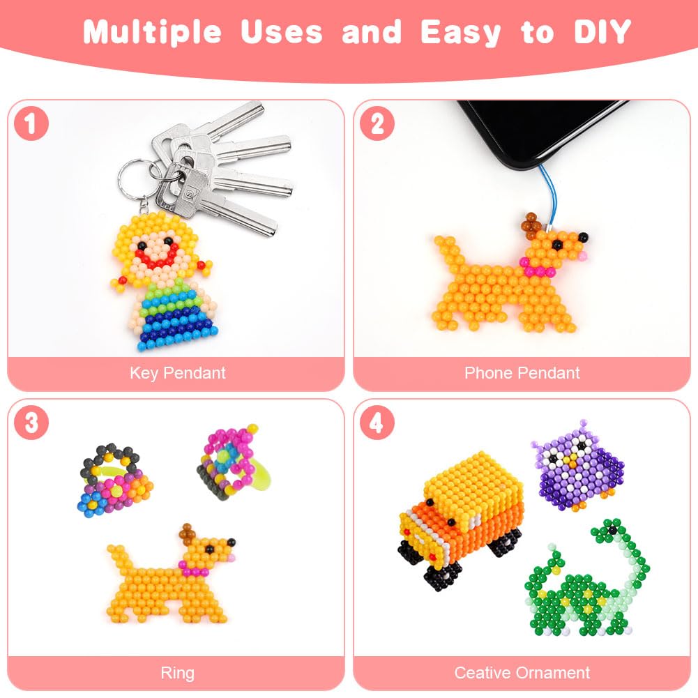 Water Fuse Beads, 24 Colors Water Spray Beads Set, 4000pcs Non Toxic Magic Beads, DIY Refill Compatible Water Sticky Beads Frozen For Hand Making