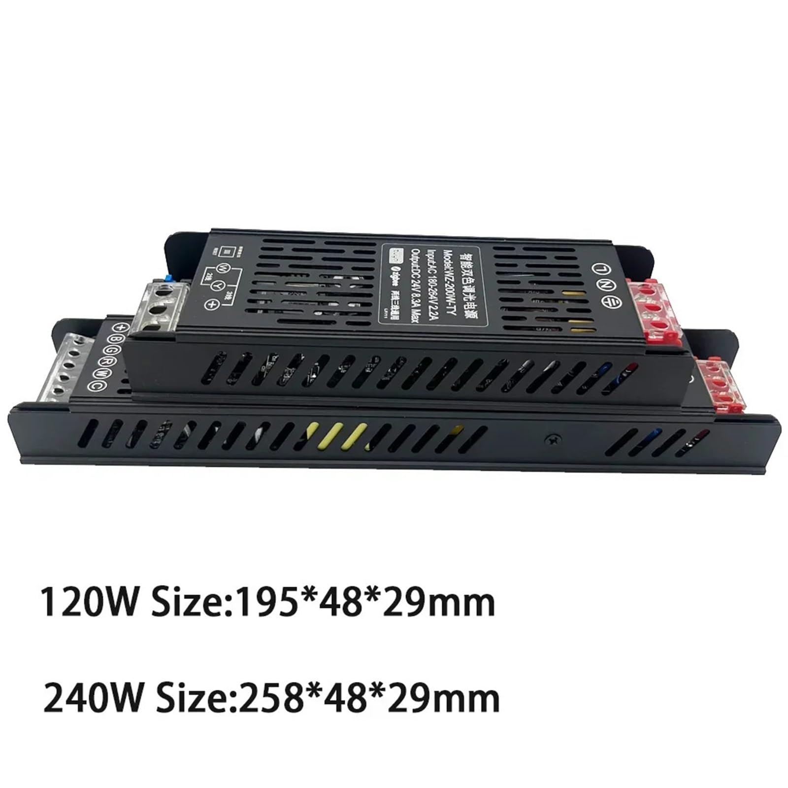Trasformatore dimmer DC24V 2 in 1 Driver LED dimmerabile 120W 240W Doppio RGBCCT Controllo vocale tramite APP(RGBCCT version,DC24V 120W)