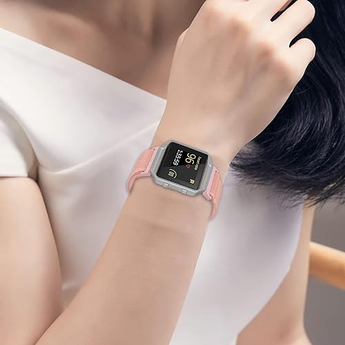 Miniatura 7 de Paquete de 2 bandas elásticas compatibles con Fitbit Blaze para hombres y mujeres, correas trenzadas de nailon ajustables con marco de metal