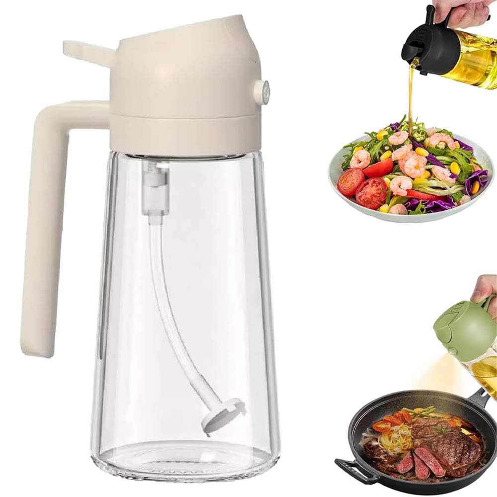 Kitchen Maiden 2 in 1 Oil Dispenser,Kitchenmaiden 2 in 1,Kitchen Maiden Oil Dispenser,Kitchen Maiden Oil Sprayer (White,1pcs)