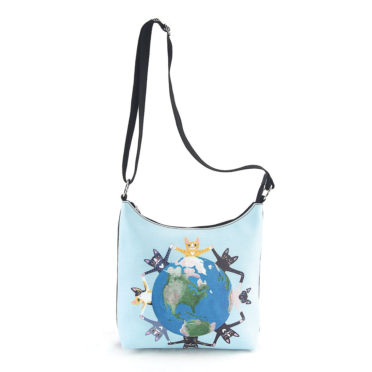 Vinyl All Around the World Cat Messenger Bag, 13 Inch