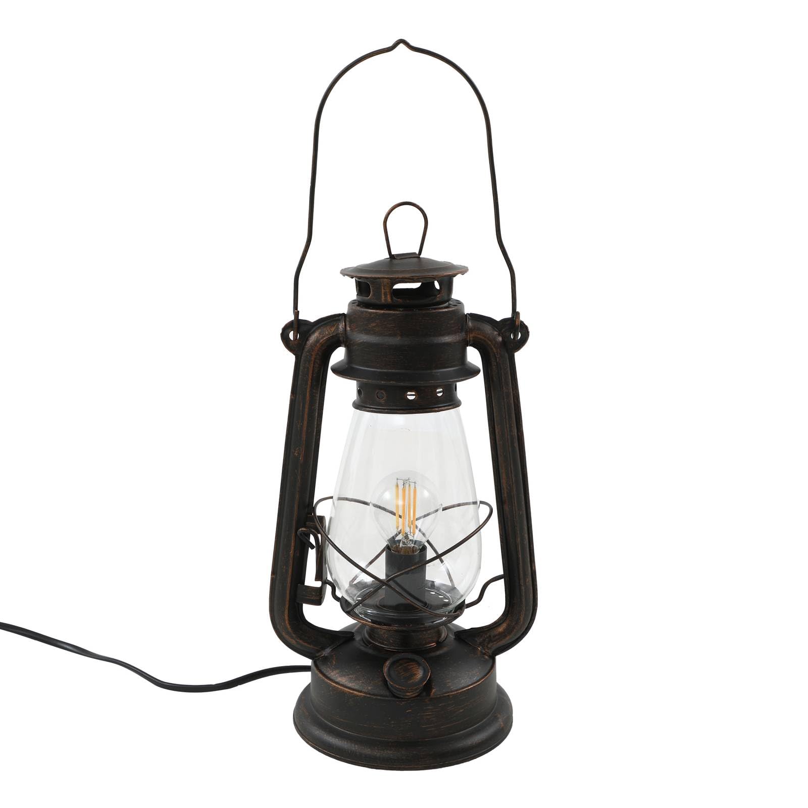 Lindby Table Lamp Raisa, Rust-Coloured, Metal, Lantern, E14