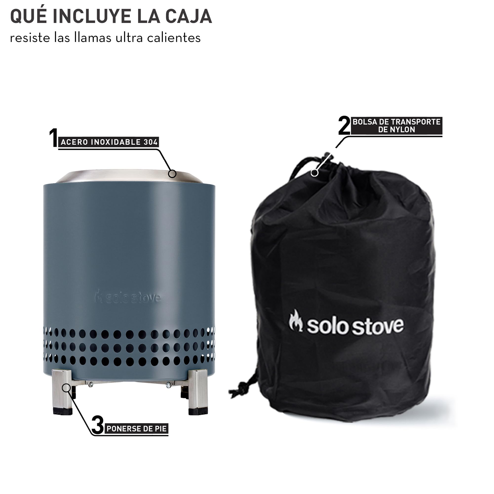 Solo Stove Mesa - Fogata de mesa con soporte, bajo humo, para exteriores, para zonas urbanas y suburbios, alimentada por pellets o madera, combustión segura, acero inoxidable, con bolsa de viaje, 17,5