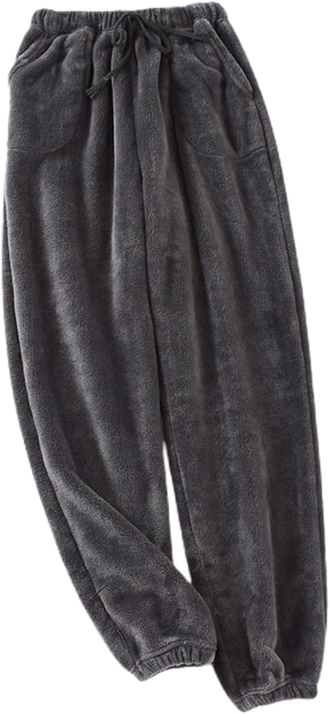 Jinda Men's Soft Pajamas Pant Fleece Fuzzy Pj Bottoms Flannel Straight Leg Winter Baggy Lounge