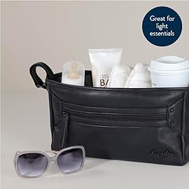 Itzy Ritzy Adjustable Stroller Caddy and Organizer Bag Featuring Front Zippered Pocket, 2 Built-In Interior Pockets & Adjustable Straps to Fit Nearly Any Stroller (Black)