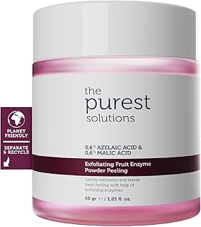 Fruit Enzyme Powder Exfoliator & Peeling (0.6% Azelaic Acid & 0.6% Malic Acid) - Boosts Regeneration Cycle & Targets Radiant Skin - Vegan | Cruelty Free | Eco Friendly (55 gr)