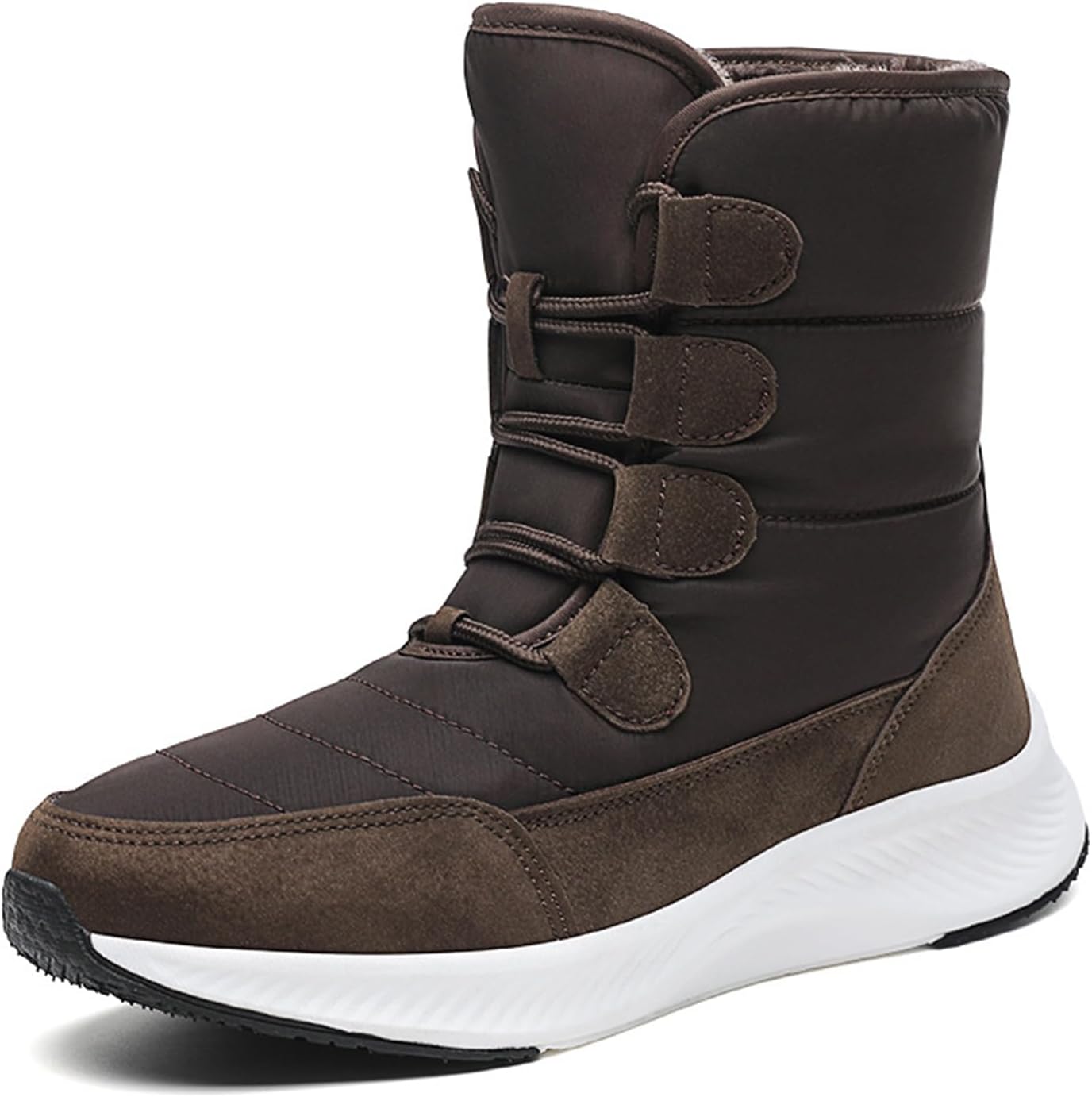 Women's Waterproof Fur Lined Platform High Top Snow Boots Fashion Winter Warm Lace Up Anti-Slip Casual Mid Calf Boots Comfortable Lightweight Trekking Backpacking Cold-proof Cotton Boots