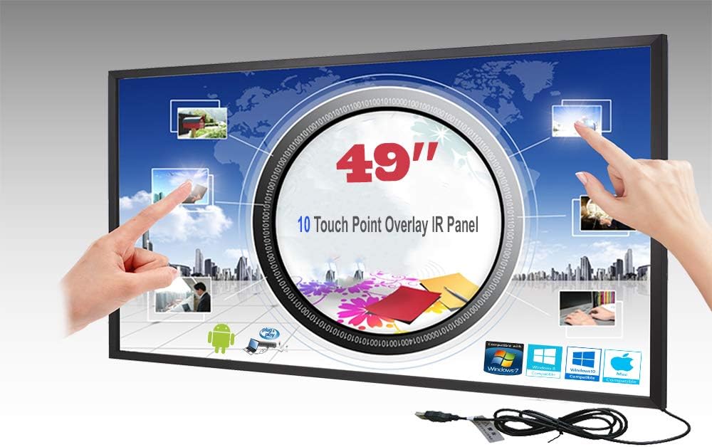 LCD/LED 10 Touch IR Overlay Touch Screen Frame Panel Interactive 49" 16:9 - No Glass