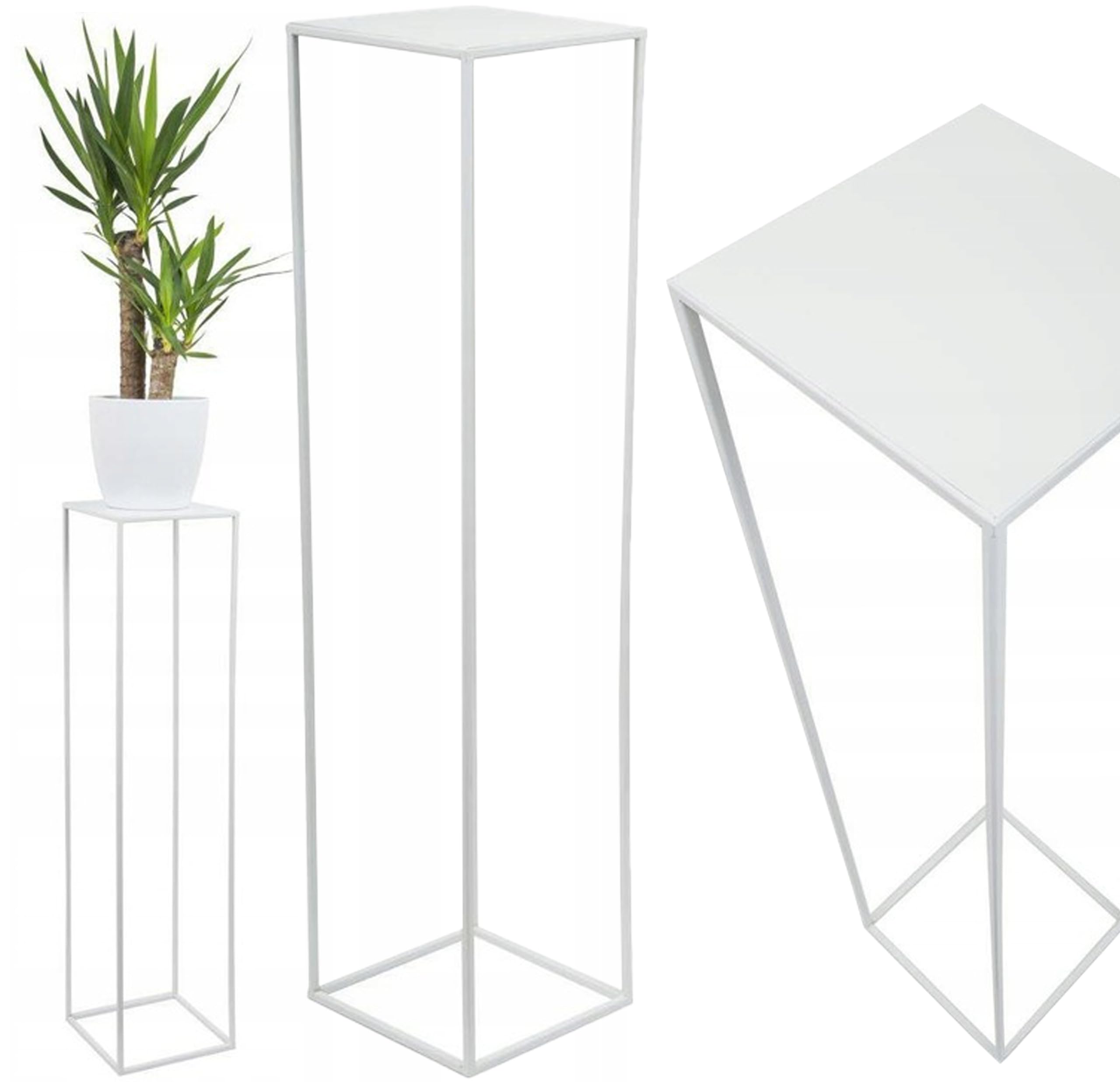 HowHomely Soporte para flores de metal blanco, 100 cm de alto, sólido y resistente, taburete de metal para plantas, para decoración de salón, dormitorio u oficina