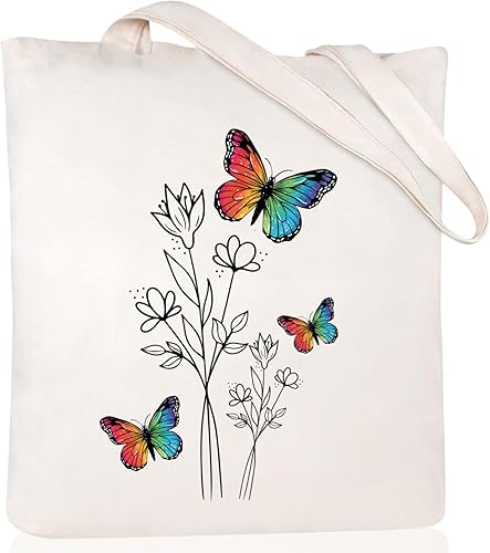 Miniatura 8 de Andeiltech Bolsa de lona para mujer, estética, bonita, para compras, comestibles, reutilizable, con cremallera interior, regalo para mujer