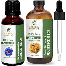 Combo Blue Lotus Essential Oil 0.16 Fl Oz and Frankincense Oil Essential Oil 4 Fl Oz