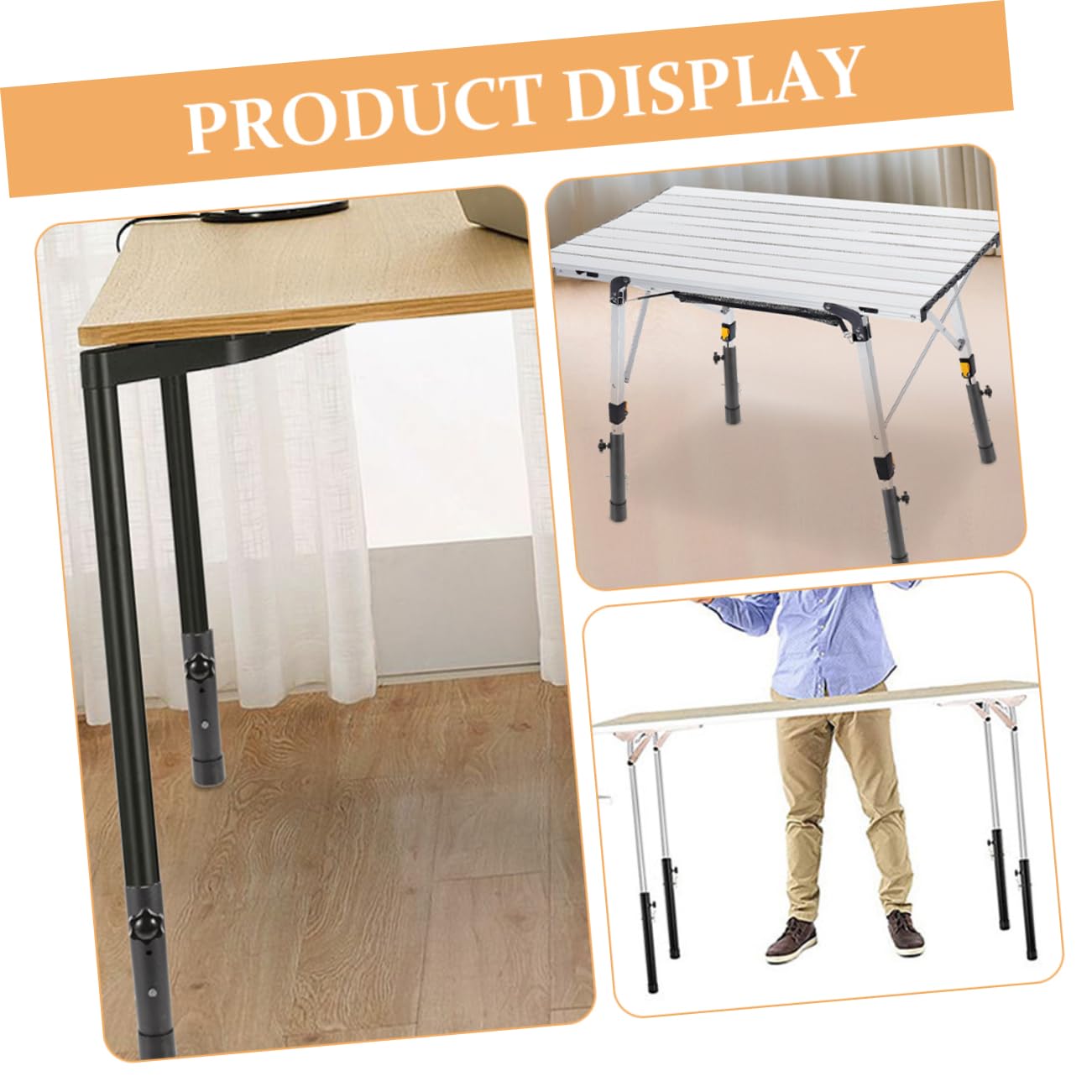 Extensor de Altura para Patas de Mesa de Acero Inoxidable 4 Piezas | Negro, Diseño Estable y Altura Regulable, Apto para Mesa y Banco de Trabajo