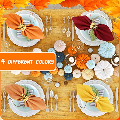 18 Pcs Fall Thanksgiving Cloth Napkins And Napkin Ring Holders 19 X 19 Fall Cloth Napkin Turkey Maple Leaf Pumpkin Napkin Ring Fabric Table Dinner Napkins Reusable For Thanksgiving (Pumpkin) #TOP1