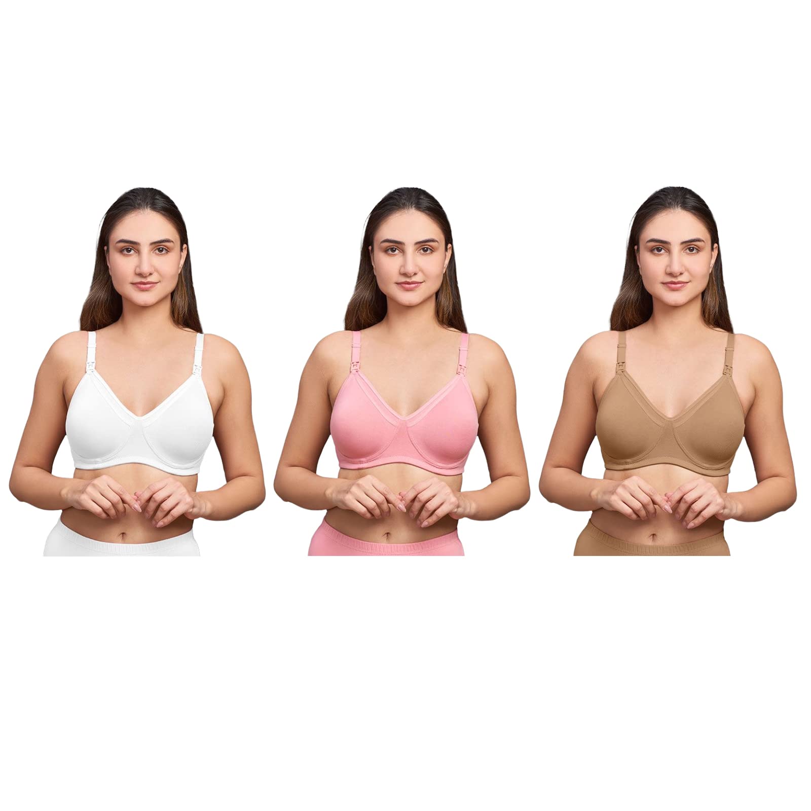 intimacy lingerie Women's Cotton Brassiere | Non-Padded | Non-Wired | Medium Coverage | Feeding Regular Brassiere | 3 Piece | with Rich Fabric with Buckle-picture-31
