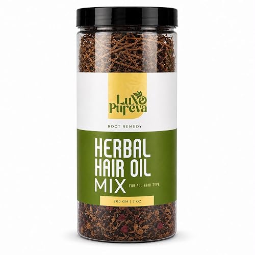 LuxePureva Herbal Hair Oil Mix | Herbs For Hair Growth | 19 Vital Herbs For Long, Thick, And Lustrous Hair | DIY Oil Infusion | DOES NOT INCLUDE OIL | LARGE PACK