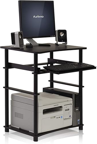 Miniatura 5 de Mesa de escritorio de computadora portable para el hogar de Furinno, ensamblaje fácil, Madera, Espresso  negro