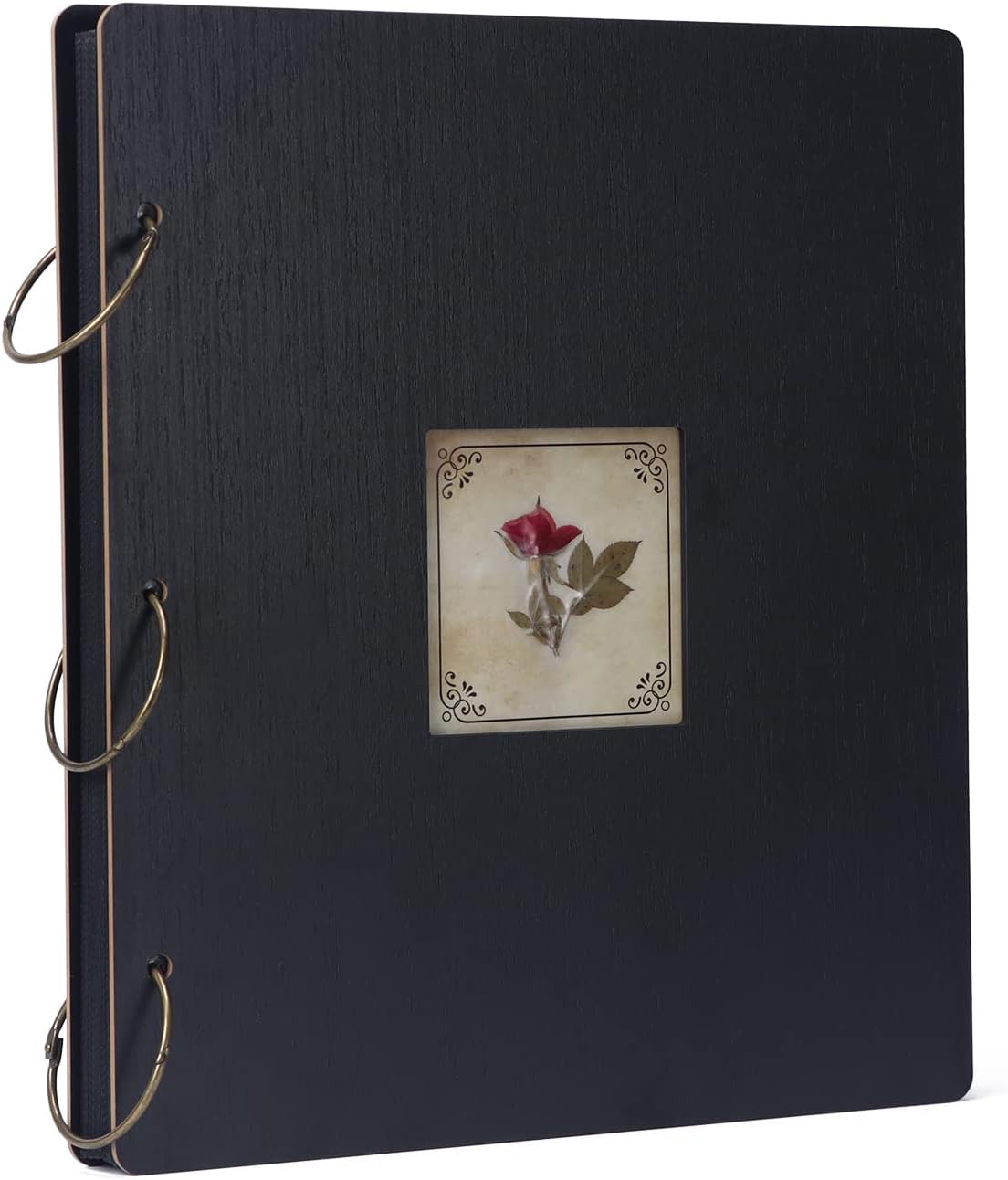 Edenseelake Dried Flower Wood 4x6 Photo Album Book, Holds 500 Photos Horizontal and Vertical, Black