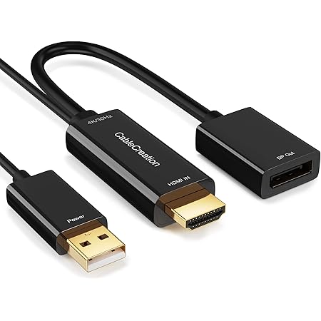 CableCreation 4K HDMI to DisplayPort Adapter with USB Power 3FT, 4K X 2K@30Hz HDMI Male to DP Female Cable Compatible with Xbox One/PS4/PS5/NS