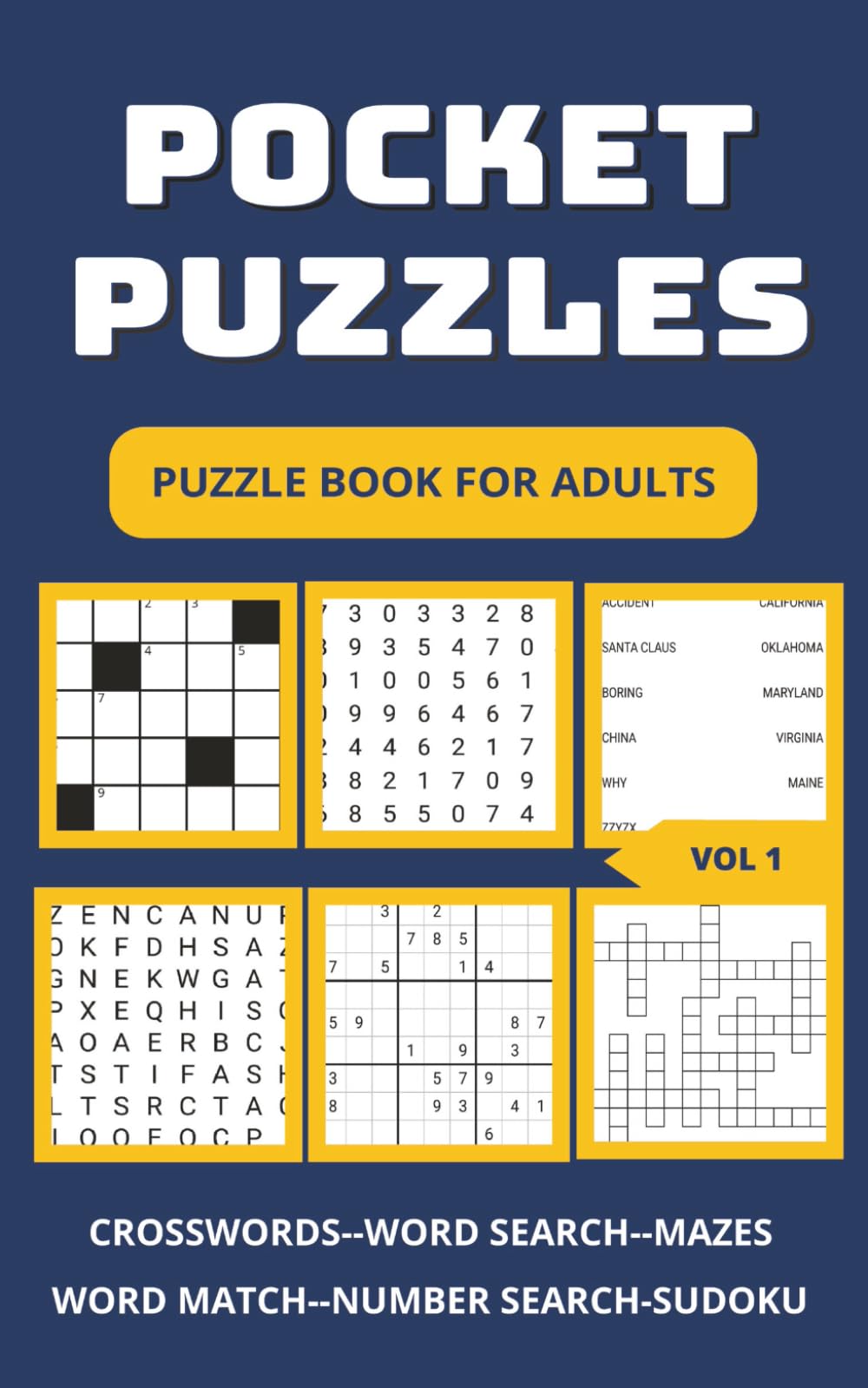 Pocket Puzzles for Adults: A Travel Size Collection of 70+ Crosswords, Word Searches, Sudoku, Number Fill & More